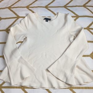 Ann Taylor Ivory Bell Sleeve Peplum sweater XS